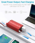 500W Pure Sine Wave Car Inverter Converts 12V DC To 110V AC With Two Outlets And 4.2A Dual USB Ports powering devices
