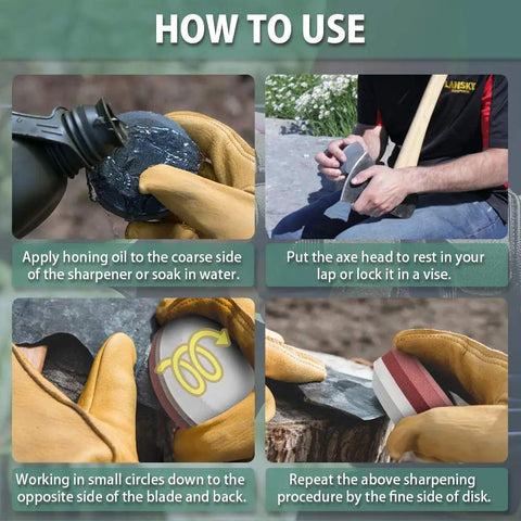 Dual Grit Whetstone Puck For Axe Hatchet And Knife Sharpening With Sheath All Purpose Outdoor Sharpener Stone usage guide