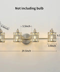 Over Mirror Four Bulb Bathroom Vanity Light With Cylinder Crystal Shade Modern Wall Sconce Brushed Nickel Dimensions
