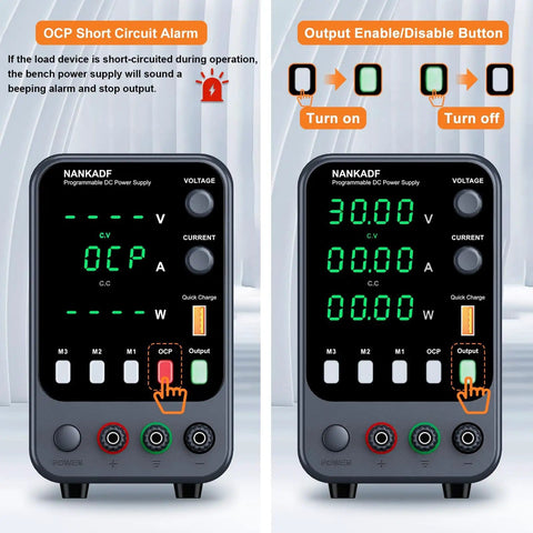 Pro Grade DC Bench Power Supply With Encoder Knob And Memory Recall, OCP Alarm, Adjustable 0 To 30 Volts And 0 To 5 Amps Display