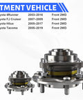 Bolt On Front Wheel Hub Bearing Assembly with ABS, 6 Lug OE 515040 Replacement for Toyota 4Runner, FJ Cruiser, Hilux, Tacoma Front 2WD