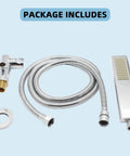 Solid Brass Handheld Shower Head With Arc Design High Pressure Chrome Finish, 59-inch hose, and adjustable supply elbow included