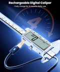 HARDELL Digital Caliper, 6" Rechargeable Calipers with Large LCD Screen charging with USB-C cable.