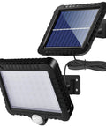 Outdoor Solar Motion Lights With 56 LED, IP65 Waterproof, 120 Degree Lighting Angle, No-Hassle Split Solar Panel Kit With 16.5ft Cable shown