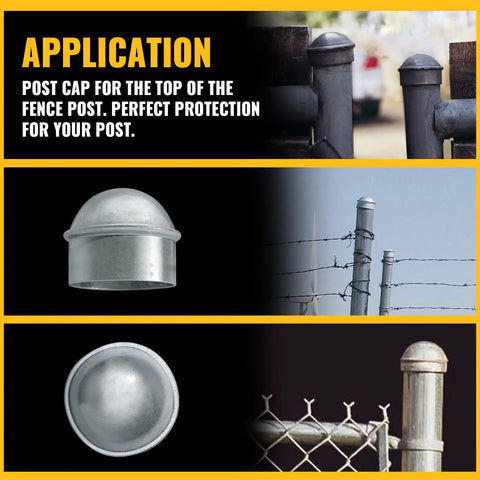 Heavy Duty Galvanized Fence Post Cap For One And Three Eighths Inch Posts Built To Last Chain Link Fence Parts Rustproof Outdoor Post Cover Weatherproof Steel Cap Two Pack