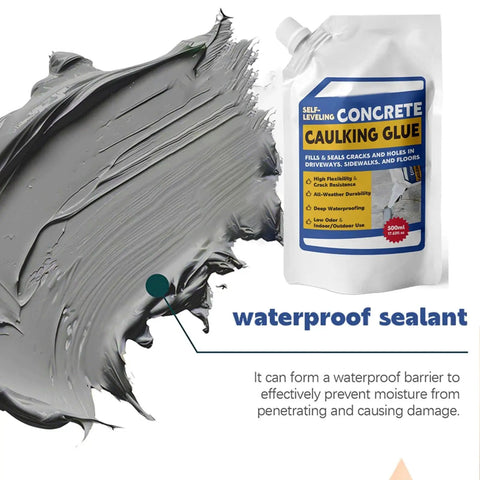 Professional Grade Concrete Caulk And Strong Cement Sealant Bonding Adhesive For Rapid Crack Filling That Sets Quick To Block Water Leaks and a gray flowable sealant.