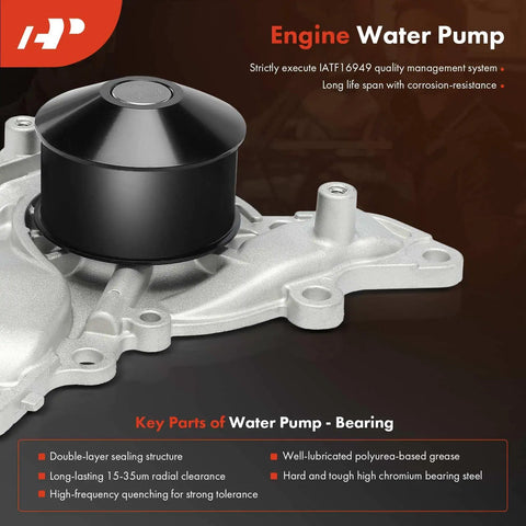 Beefed Up Timing Belt Kit With Water Pump For Mitsubishi showing silver water pump with black bearing top