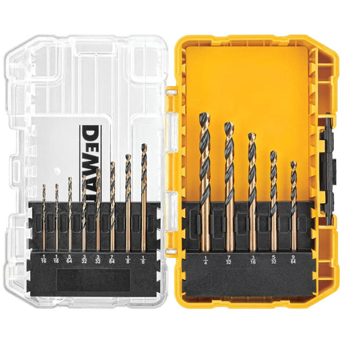 Black Oxide Drill Bit Set With Pilot Point, 13-Piece Pro Grade HSS High Speed Steel Bits For Wood Metal Plastic, 135-Degree Split Point To Prevent Walking, Tapered Web For Durability, Ideal For Home Projects And DIY Tasks