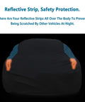 Waterproof Car Cover For All Weather Snowproof UV Protection Windproof Outdoor Full Car Cover For Sedan Fits 194 To 206 Inches Blue Heavy Duty Fabric with reflective strips.