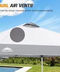 10x10 Foot Pop Up Canopy Tent With Wheeled Carry Bag, Easy One Person Setup, Center Lock Push System shown with vented top