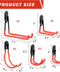 5 sizes of 12 Pack Adjustable Heavy Duty Wall Mount Garage Hooks Organizer Kit For Steel Shelving And Garden Tool Storage