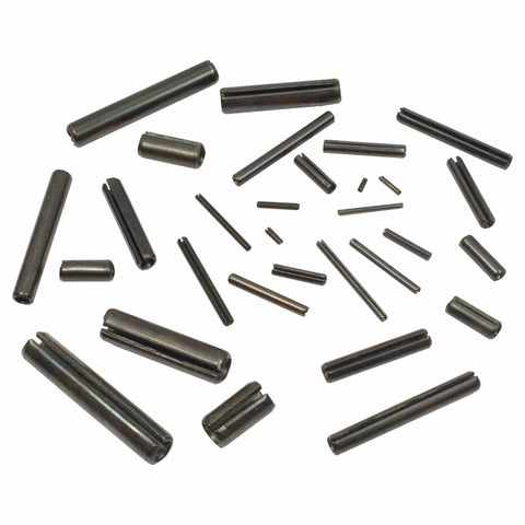 Assorted steel roll pins from OEM Grade Roll Pin Kit 375 Piece Assortment Garage Ready 1 Sixteenth To 3 Eighth Inch Diameter