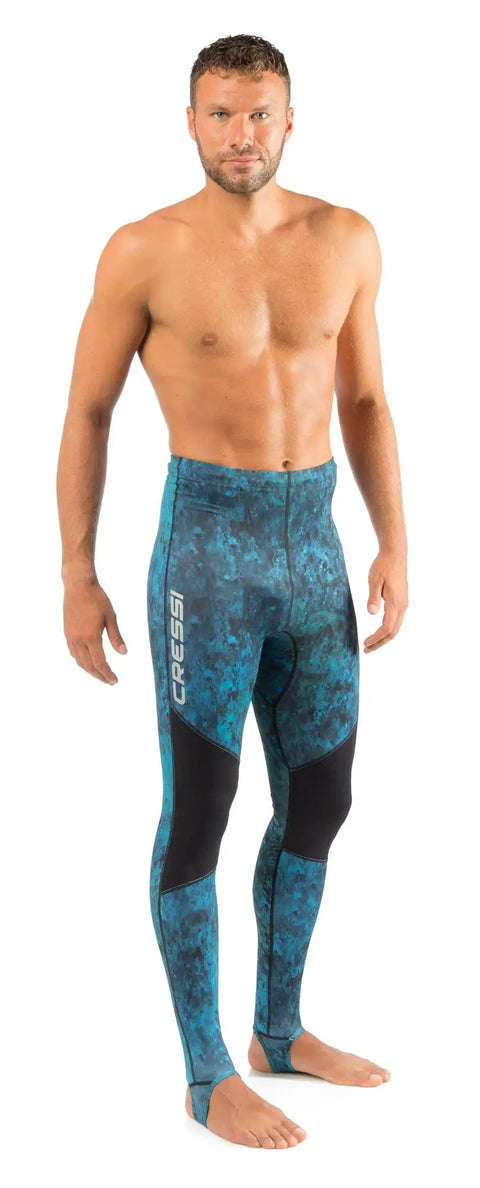 Hunter Rash Guard Pants Camo Blue For Water Sports, Elastic Synthetic Fabric With Anatomical Cut, UPF Sun Protection, Size Large