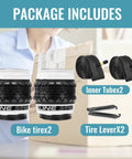 Package contents for 2 Pack Cruiser Bike Tires With Inner Tubes And Tire Levers, 26x2.125, white wall tires, tubes, levers