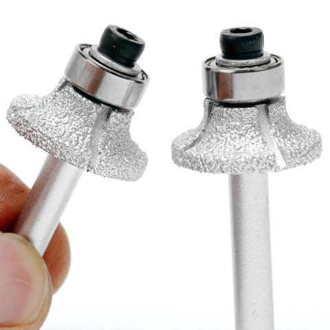 Vacuum Brazed Diamond Router Bit 1/4 Inch Shank For Marble Granite And Travertine. Close-up of dual bits showing detail.