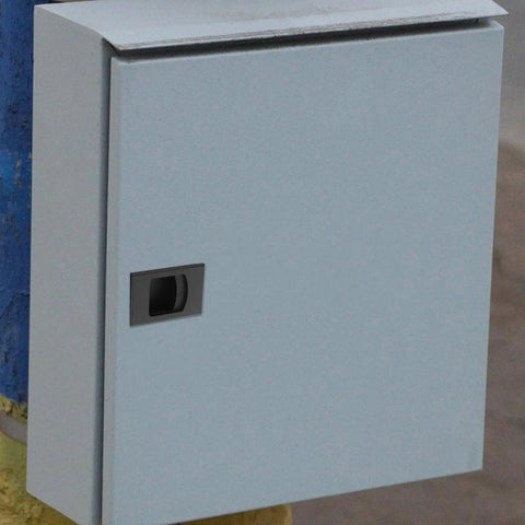 4 Pcs Plastic Rectangular Latches For RV Door And Distribution Box installed on a metal distribution box, easy secure closure