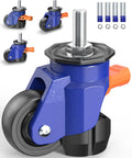Heavy Duty Leveling Casters Set Of 4 With Retractable Wheels And Ratchet Handle One Half Inch And M12 Stem Sizes Total Capacity 660 Lbs Adjustable Height For Workbenches Cabinets Machines