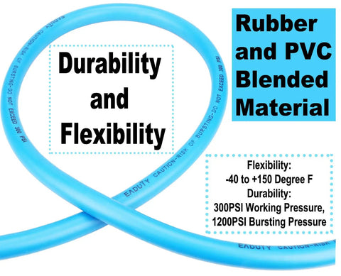 Lightweight Hybrid Air Compressor Hose Quarter Inch X 10 Feet Lay Flat Anti Kink rubber PVC blend flexibility and durability details