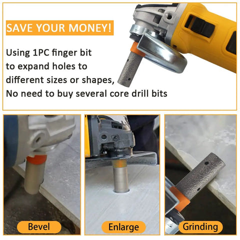 Ultimate Diamond Core Drill Bit Kit Pro Grade for Porcelain Tile Ceramic Marble Brick Granite Stone in use for bevel, enlarge, grinding.