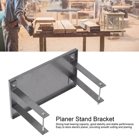 Hella Sturdy Electric Planer Stand With Heavy Gauge Aluminum Bracket Table For Woodworking Shops showing bracket for secure mounting.