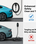Tough As Nails Heavy Duty Nylon EV Charger Holder Wall Mount For Outdoor Storage, showcasing tidy organization after use.