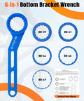 6 In 1 Bike Bottom Bracket Tool For 39 41 44 46 49 Mm External Cups With 12 And 16 Notches Includes Crank Removal Tool And Crank Cap Works With Shimano SRAM FSA And Other Major Brands Durable Aluminum Alloy Build.