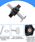 10 Set 1/4-20 T-Track Knob Kit With Plastic Star Knobs, Carbon Steel T-Bolts And Stainless Washers, shown in close-up detail