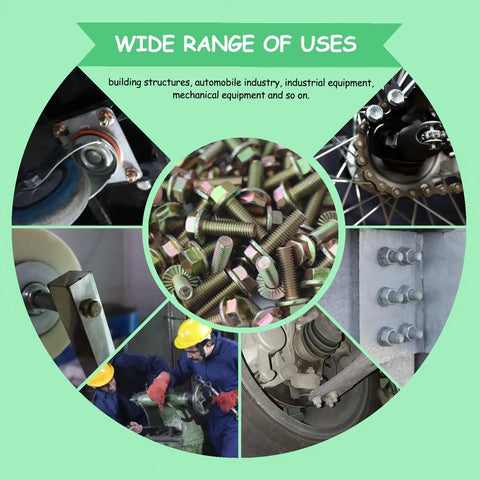 Workhorse 404 Piece Metric Flange Bolt Kit With Matching Nuts And Washers For M6 M8 M10 Sizes In Auto Shops and Weekend Builds showing various uses.