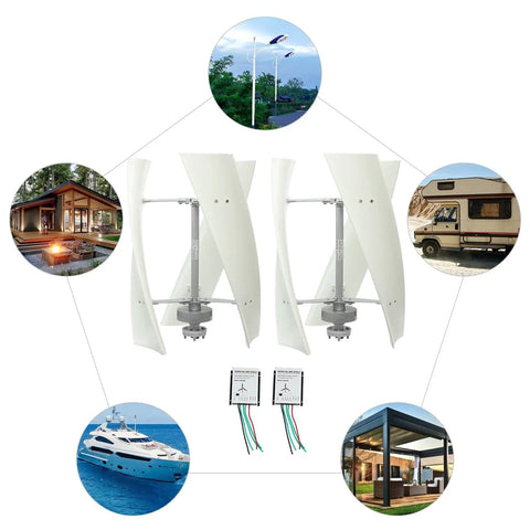 Vertical Wind Turbine Generator 24V 100W With 3 Nylon Fiber Blades and DN20 Flange for home, boat, cabin, and streetlight use.