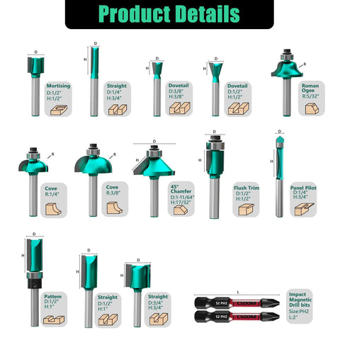 30 Piece Router Bit Set With A Quarter Inch Shank For Top Notch Pro Grade Precision Woodworking Carving And A Smooth Finish