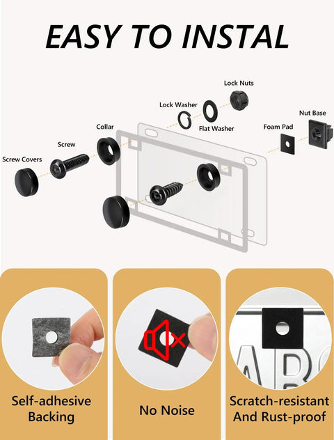 Keep Your Auto Setup Secured With These Goated Anti Theft License Plate Screw Kit components showing easy installation features.