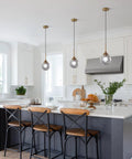 Smoked Glass Globe Pendant Light Brushed Gold Finish for Kitchen Island and Dining Room Dope Modern Mid Century Brass Hanging Fixture