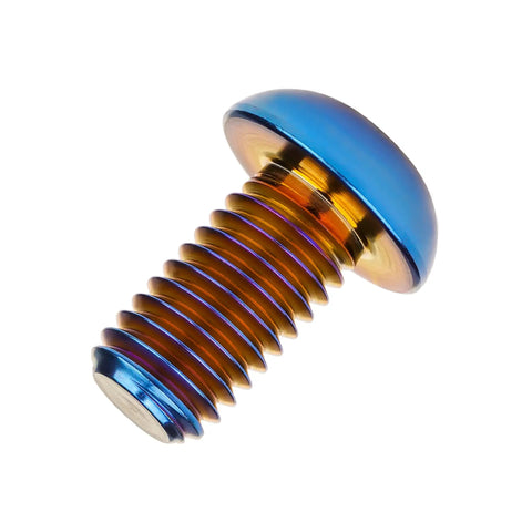 Grade 5 Titanium M6 X 12 mm Button Head Socket Cap Screws Sick Burnt Blue Anodized heavy duty fastener with full thread.