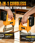 Badass Cordless Brad Nailer 18 Gauge Electric Nail Gun 21V Rechargeable Portable Nailer Kit showing stapler and brad nailer for DIY.