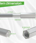 Heavy Duty Golf Cart Shock Absorber Extension Rod Pair Fit For Ezgo Club Car Lift Kits depicted in dimensional diagram.