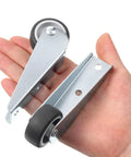 Two Pack Heavy Duty Gate Wheels That Slide Smooth As Butter Using A Door Bottom Pulley Mechanism With Robust Directional Casters For Hassle Free Wooden Gate Adjustments Trusted Diy Fix in hand.
