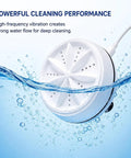2-in-1 Mini Ultrasonic Washing Machine Portable USB Turbo Washer Compact Laundry Cleaner for Underwear Socks Baby Clothes Pocket Rocket in water.