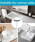 Bathtub Drain Stopper with Rotating Design and Silicone Seal Ring shown in various sink styles for versatility and use.