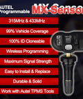 2 In 1 MaxiTPMS Tire Pressure Sensor 315MHz And 433MHz Press In OE Level Programmed With Rubber Valve Universal TPMS Sensor