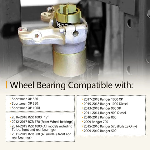 Wheel bearing press tool kit mounted on a shop press; silver body with brass top for front/rear bearing installation.