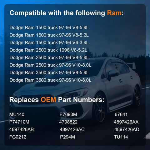 Electric Fuel Pump Assembly Replacement For Dodge Ram 1500 2500 3500 1996 1997 compatibility and OEM part numbers chart