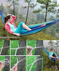 Durable Portable Cotton Hammock For Camping And Outdoor Indoor Use With Hanging Ropes Carrying Bag Blue Large setup guide