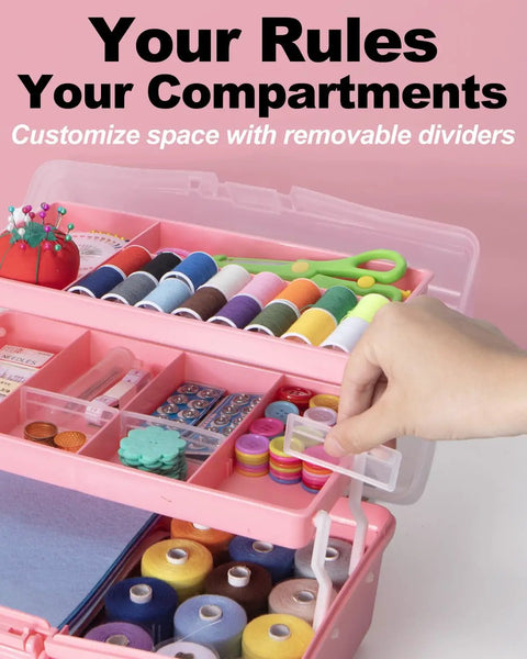Heavy Duty Three Tier Plastic Tackle Box With Adjustable Compartments And Rock Solid Handle Great For Arts Crafts Sewing Medicine And Tools Pink Foldable Storage Case Swanky Home Organization And Travel Ready Gear