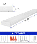 4 Foot LED Wraparound Light 40W 4400Lm 4000K Neutral White Flush Mount Ceiling Fixture with dimensions and accessories