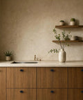 10 Pack Oval Zinc Alloy Cabinet Knobs With Straight Up Matte Black Finish on modern kitchen cabinets and sink.