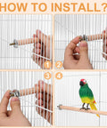 Premium Natural Wood Bird Perch Stand Set For Parakeets And Cockatiels, Five Piece Assorted Rods installation steps with a bird