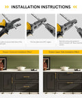 Gold Brushed Cabinet Handle Set Of 20 With Five Inch Center To Center Square Pulls installation instructions and drawer installation effects.