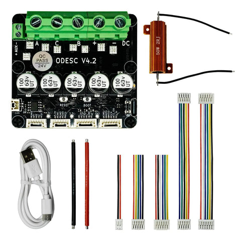 ODESC V4.2 24V Single Drive High Current High Precision Brushless Servo Motor Controller with cables and connectors
