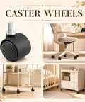 Pack Of Eight Heavy Duty Black Nylon Swivel Caster Wheels Featuring Secure M6 Threaded Stems, suitable for office chairs and carts.