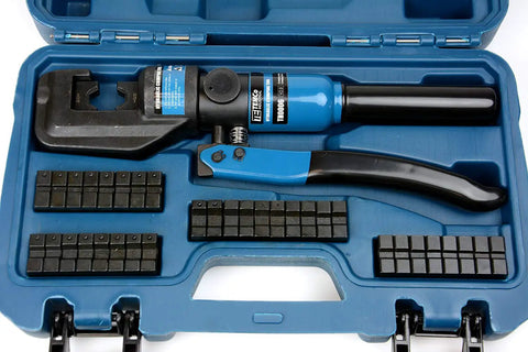 Hydraulic Cable Lug Crimping Kit With 18 Die Sets For 12 AWG Through 2/0 Wire True Hex Dies For Even Compression Heavy Duty 5 Ton
